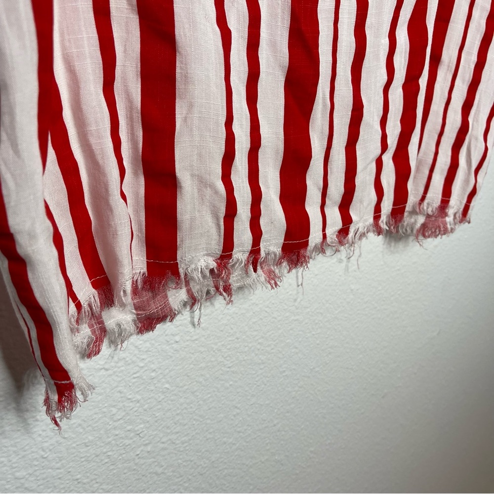 Umgee Red and White Vertical Stripes Vintage Vibe Lightweight Dress Swim Coverup - Picture 8 of 8